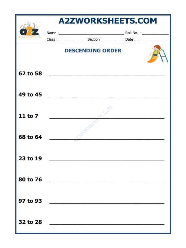 A2ZWorksheets:Maths-Numbers-Descending Order-11