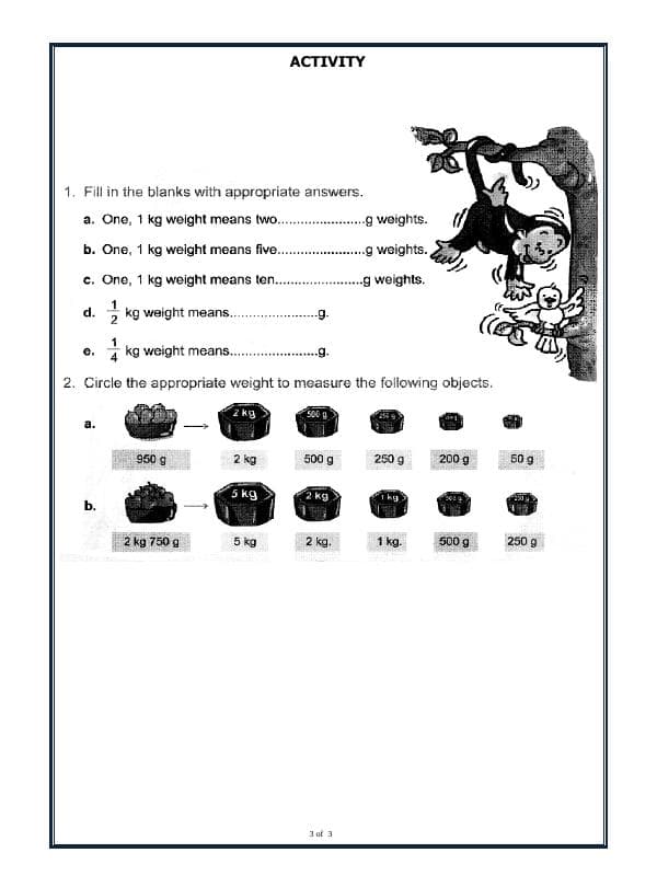 A2ZWorksheets:Maths-Measurement-Measurement Of Mass
