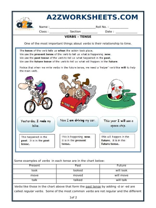 A2ZWorksheets:English-Grammar-Verb Past Tense