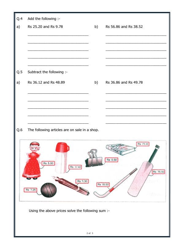 A2ZWorksheets:Maths-Money-Money