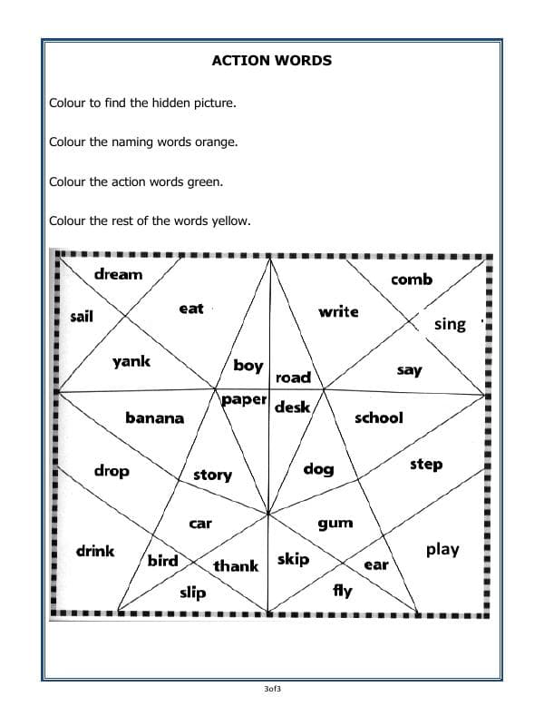 A2ZWorksheets:English-Grammar-Action Words