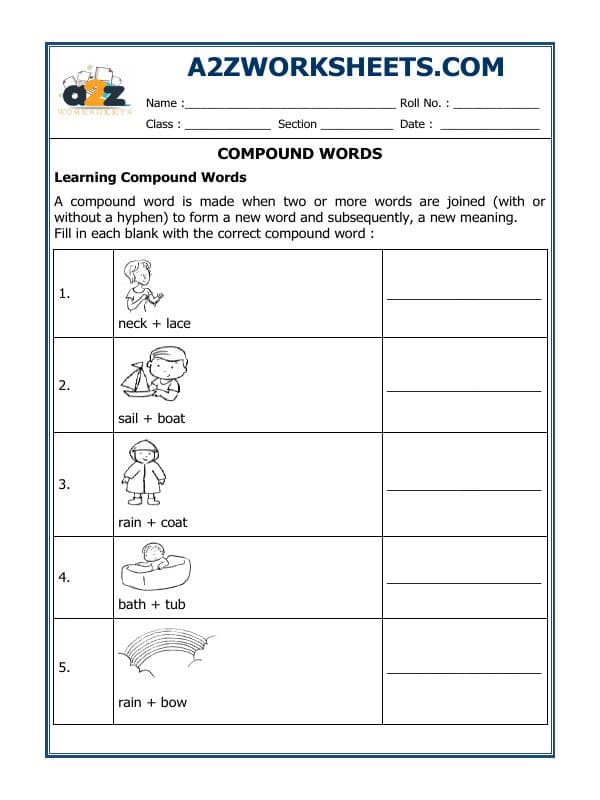 A2ZWorksheets:English-Grammar-Compound Words
