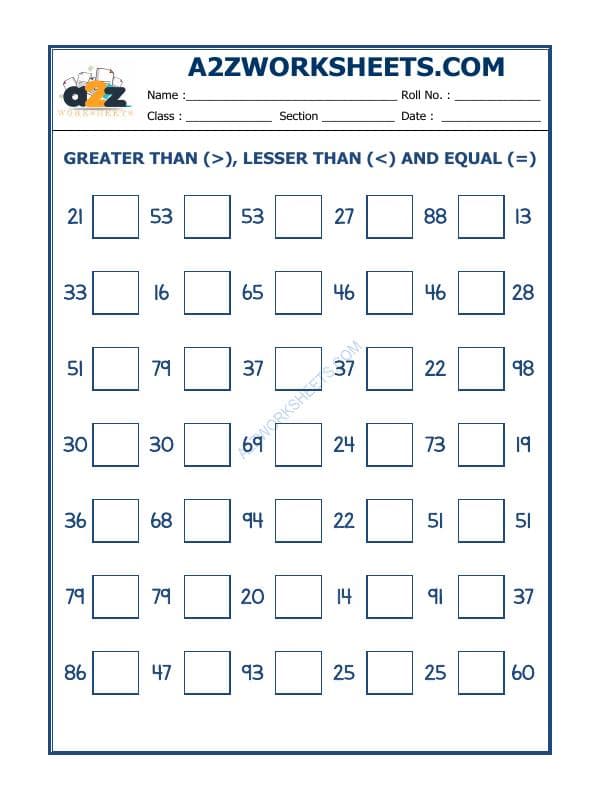 A2ZWorksheets:Maths-Numbers-Put The Sign Greater, Lesser And Equal To-19