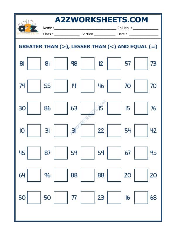 A2ZWorksheets:Maths-Numbers-Put The Sign Greater, Lesser And Equal To-21