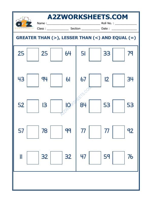 A2ZWorksheets:Maths-Numbers-Put The Sign Greater, Lesser And Equal To-24