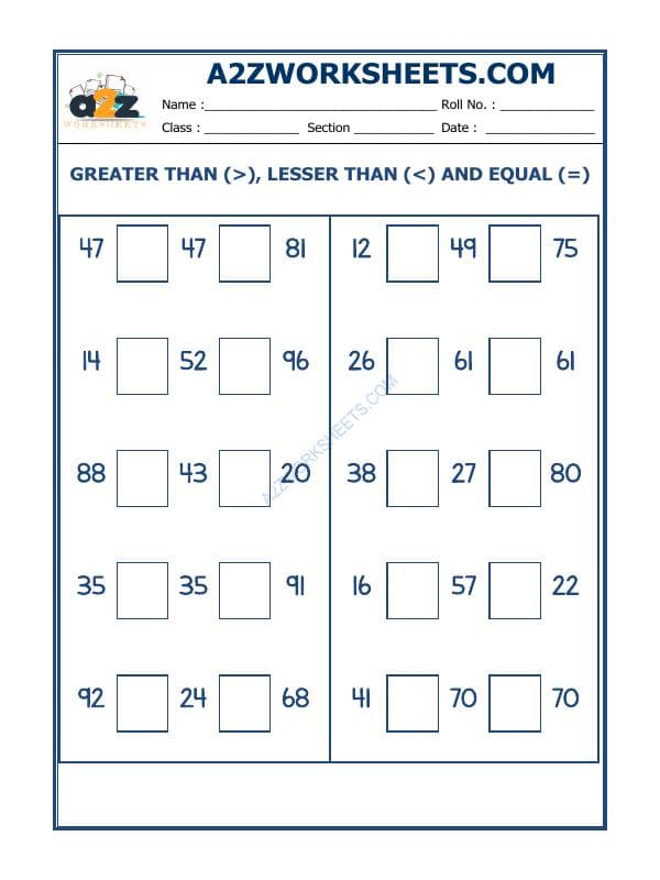 A2ZWorksheets:Maths-Numbers-Put The Sign Greater, Lesser And Equal To-29