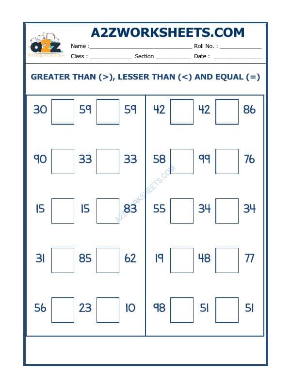 A2ZWorksheets:Maths-Numbers-Put The Sign Greater, Lesser And Equal To-32