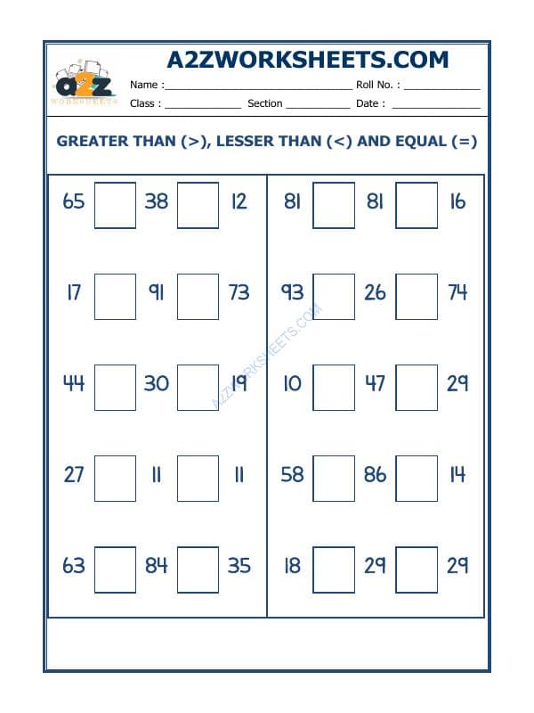 A2ZWorksheets:Maths-Numbers-Put The Sign Greater, Lesser And Equal To-33