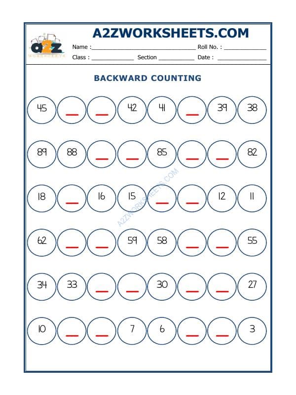 A2ZWorksheets:Maths-Numbers-Backward Counting - 11