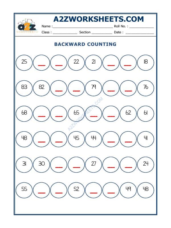 A2ZWorksheets:Maths-Numbers-Backward Counting - 13