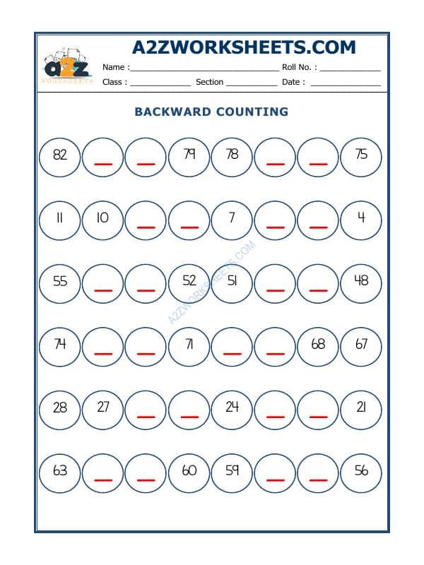 A2ZWorksheets:Maths-Numbers-Backward Counting - 17