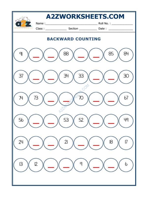 A2ZWorksheets:Maths-Numbers-Backward Counting - 19