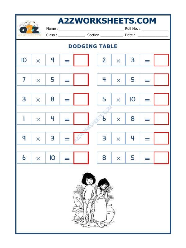 A2ZWorksheets:Maths-Multiplication-Dodging Table - 12