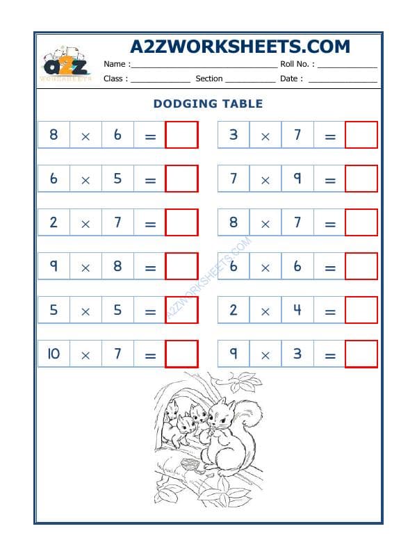 A2ZWorksheets:Maths-Multiplication-Dodging Table - 14