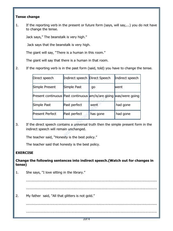 A2ZWorksheets:English-Grammar-Direct And Indirect Speech
