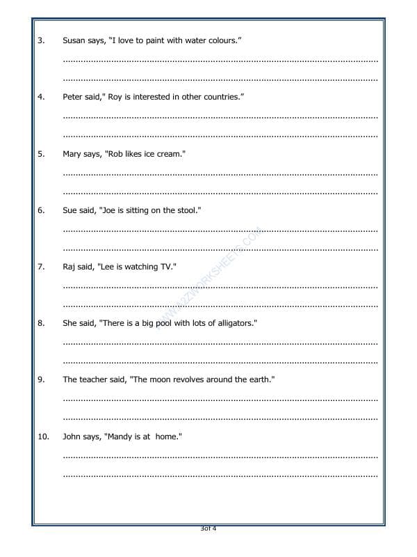 A2ZWorksheets:English-Grammar-Direct And Indirect Speech