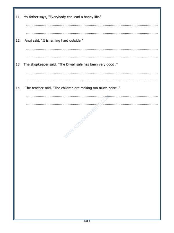 A2ZWorksheets:English-Grammar-Direct And Indirect Speech