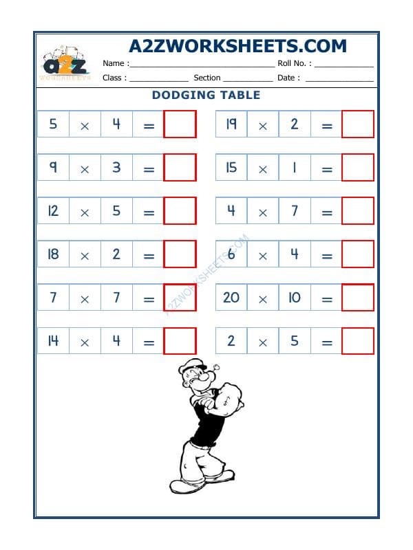 A2ZWorksheets:Maths-Multiplication-Dodging Table - 05