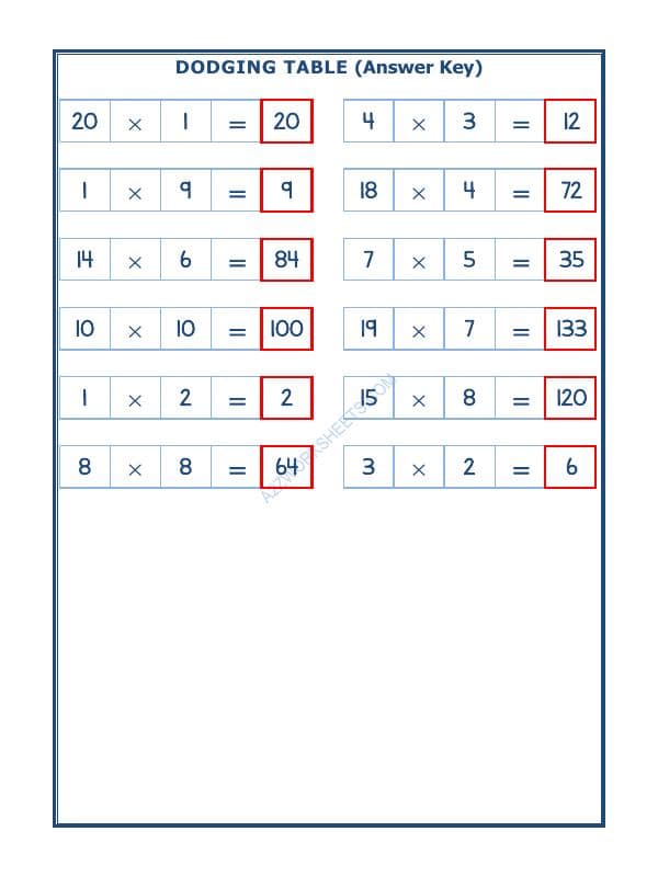 A2ZWorksheets:Maths-Multiplication-Dodging Table - 06