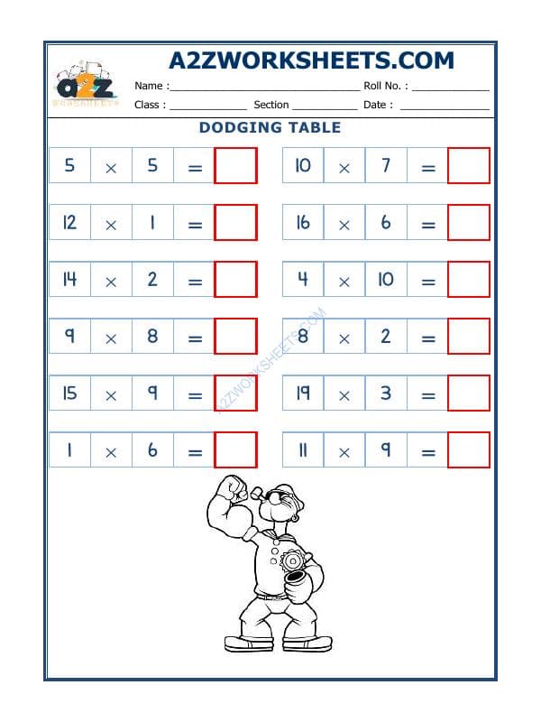 A2ZWorksheets:Maths-Multiplication-Dodging Table - 09