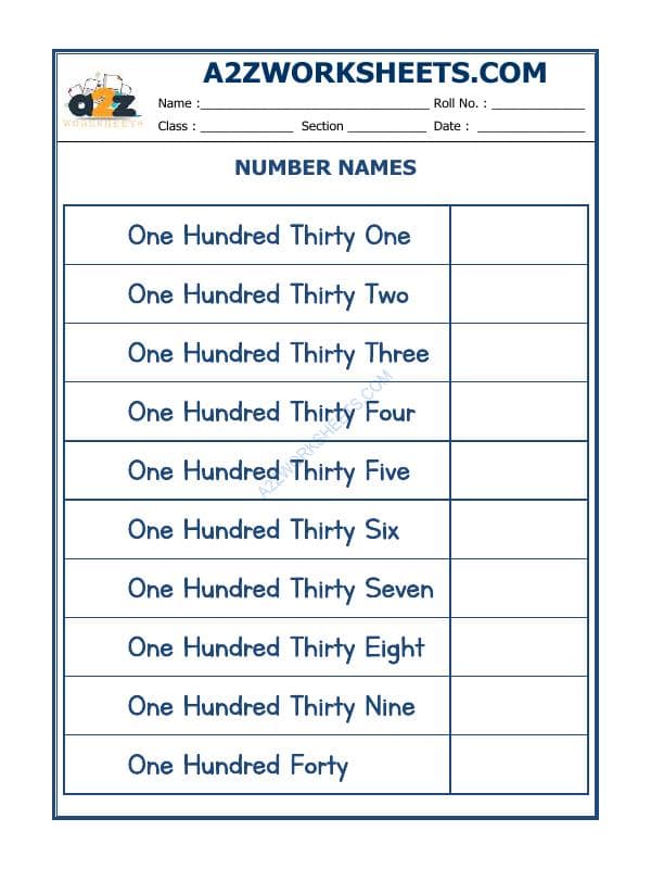 A2ZWorksheets:Maths-Numbers-Number Names - 20