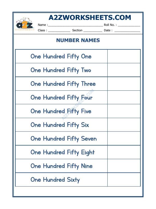A2ZWorksheets:Maths-Numbers-Number Names - 22