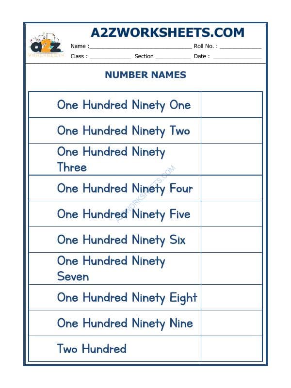 Number Names - 26