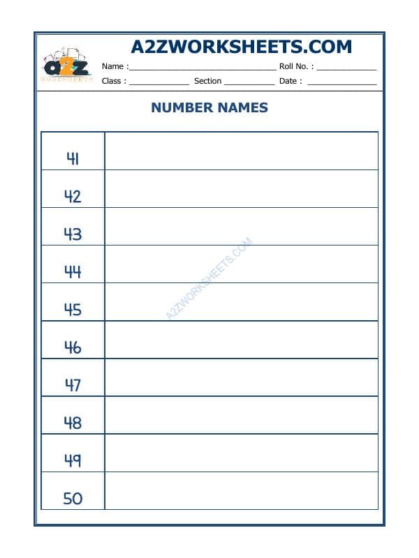 A2ZWorksheets:Maths-Numbers-Number Names - 33