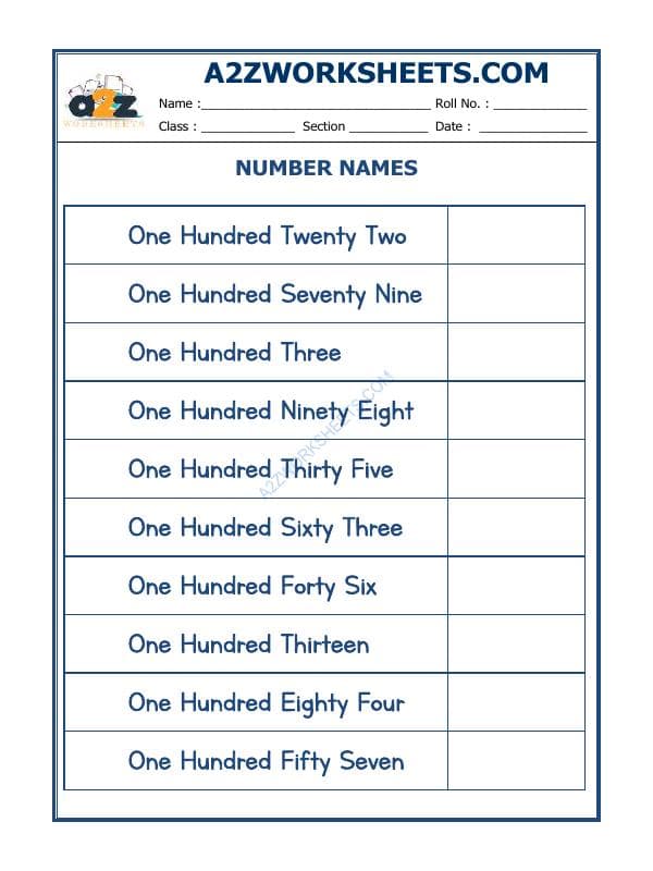 A2ZWorksheets:Maths-Numbers-Number Names - 41