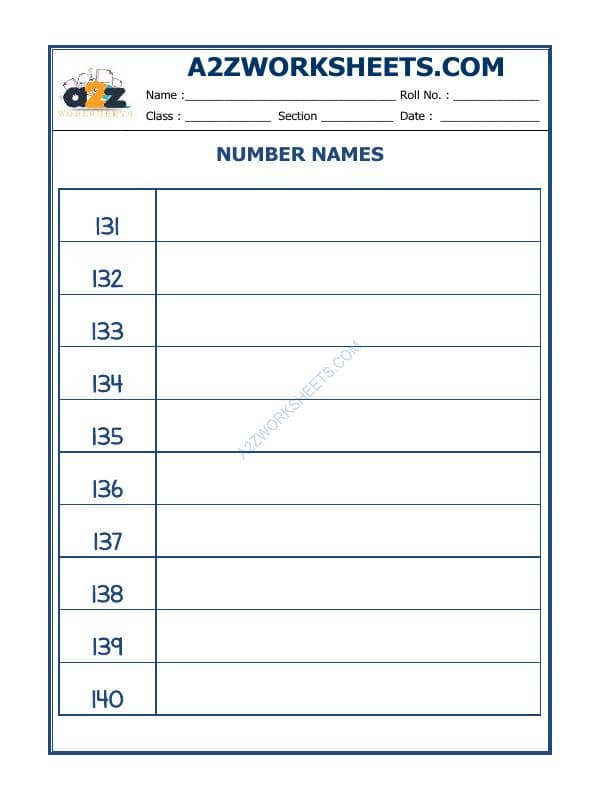 A2ZWorksheets:Maths-Numbers-Number Names - 48