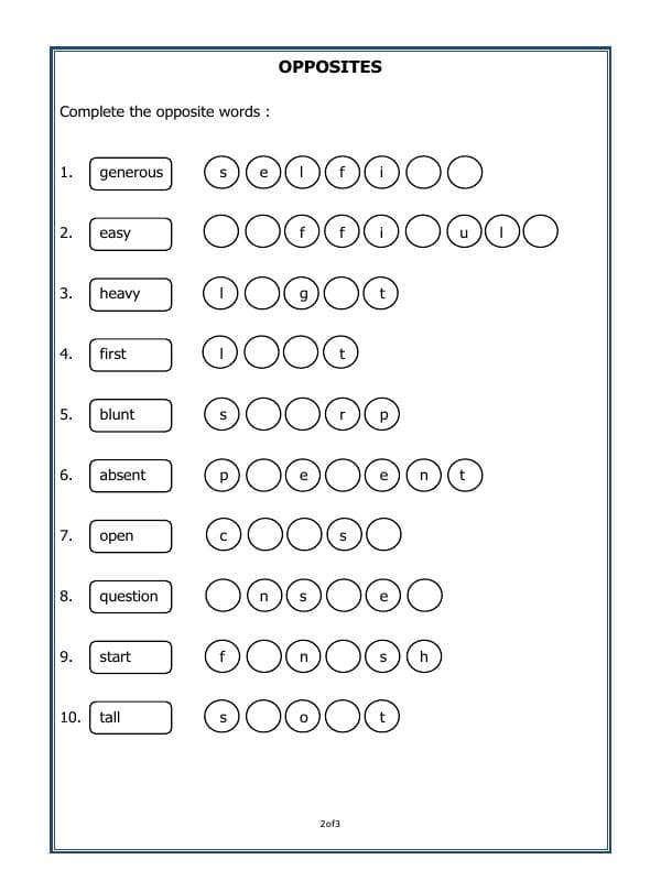A2ZWorksheets:English-Grammar-Opposites