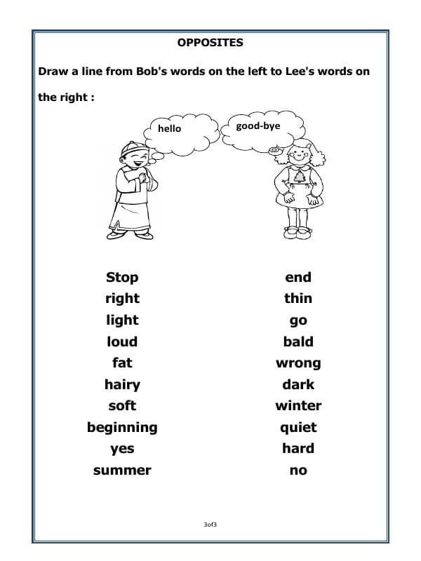 A2ZWorksheets:English-Grammar-Opposites