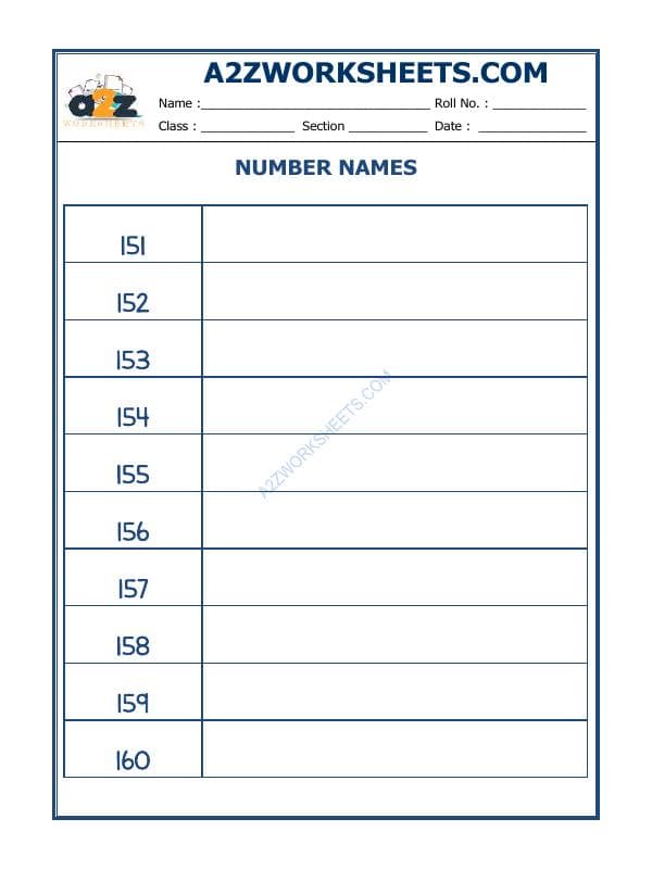 A2ZWorksheets:Maths-Numbers-Number Names - 50
