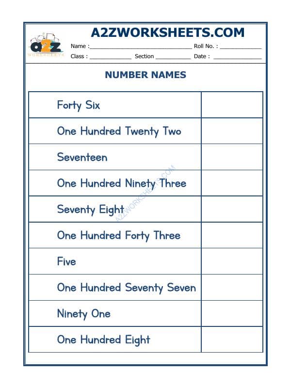 A2ZWorksheets:Maths-Numbers-Number Names - 57