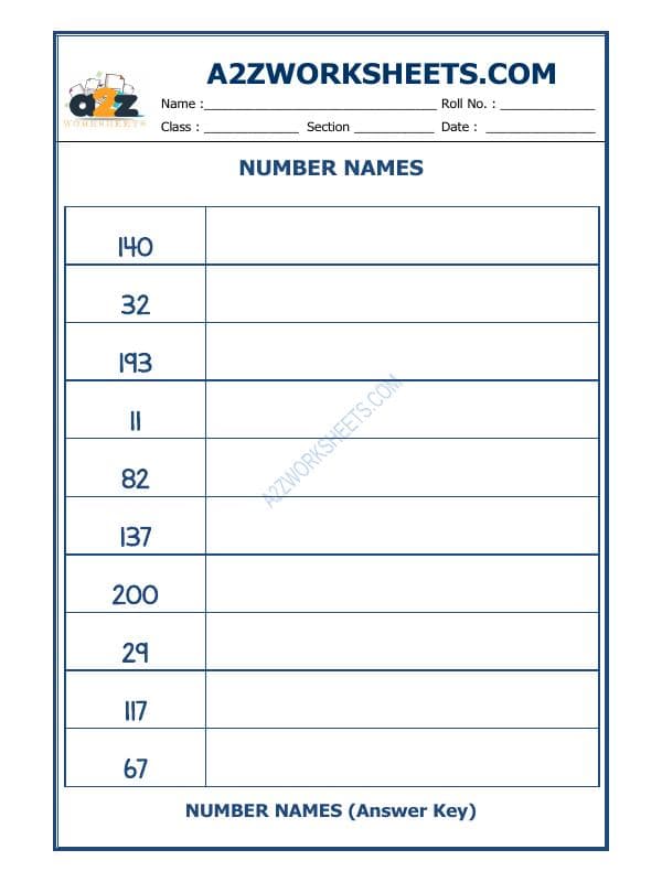 Number Names - 62