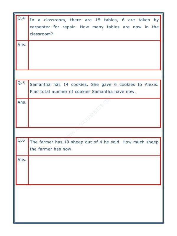 A2ZWorksheets:Maths-Subtraction-Subtraction Word Problems - 01