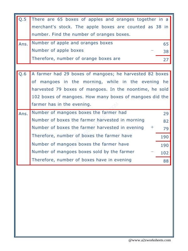 A2ZWorksheets:Maths-Subtraction-Subtraction Word Problems - 05