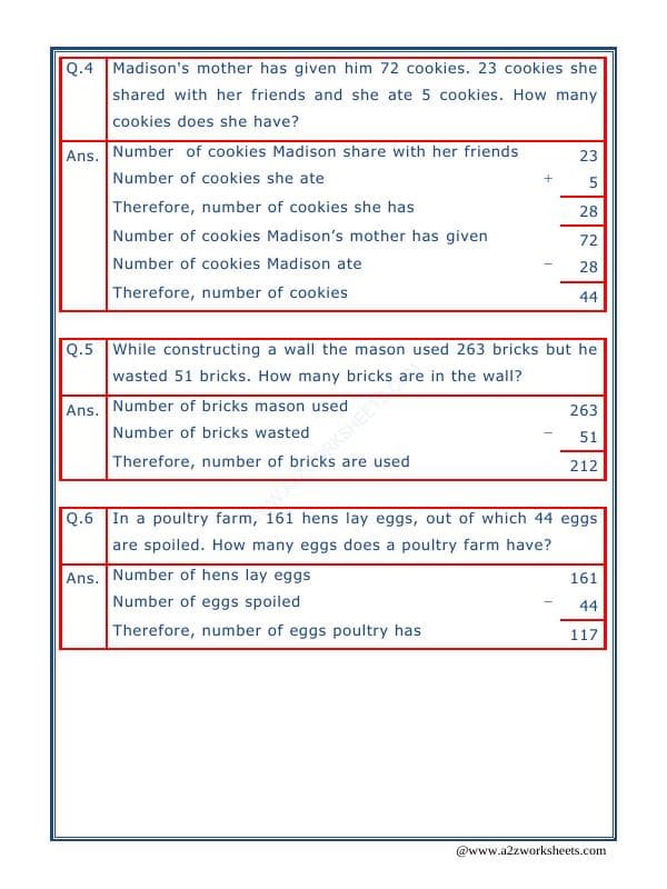 A2ZWorksheets:Maths-Subtraction-Subtraction Word Problems - 06