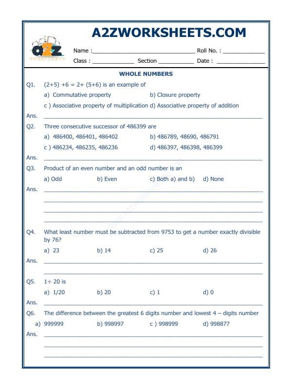 A2ZWorksheets:Maths-Numbers-Whole Numbers - 03