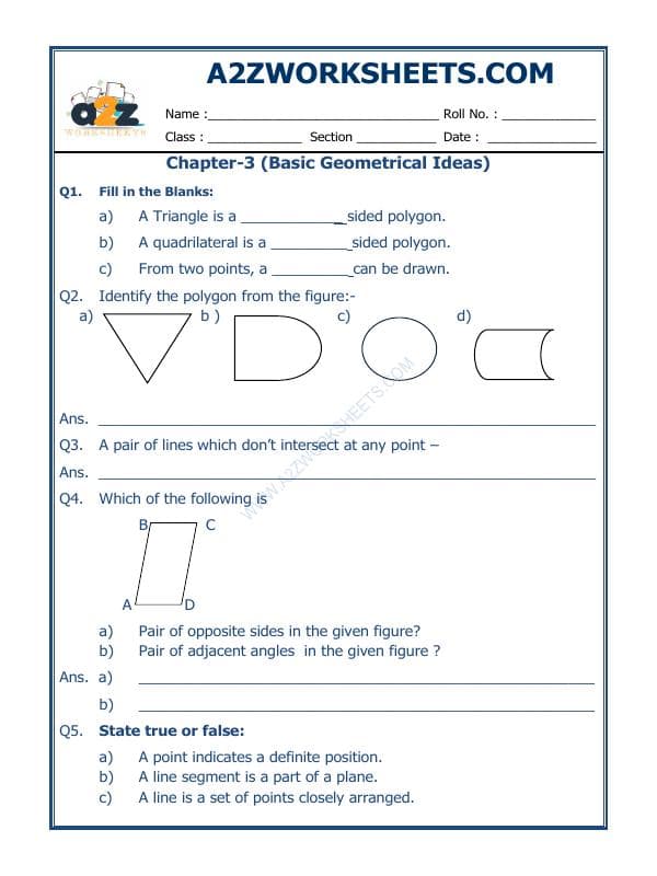 A2ZWorksheets:Maths-Geometry-Basic Geometrical Ideas-03