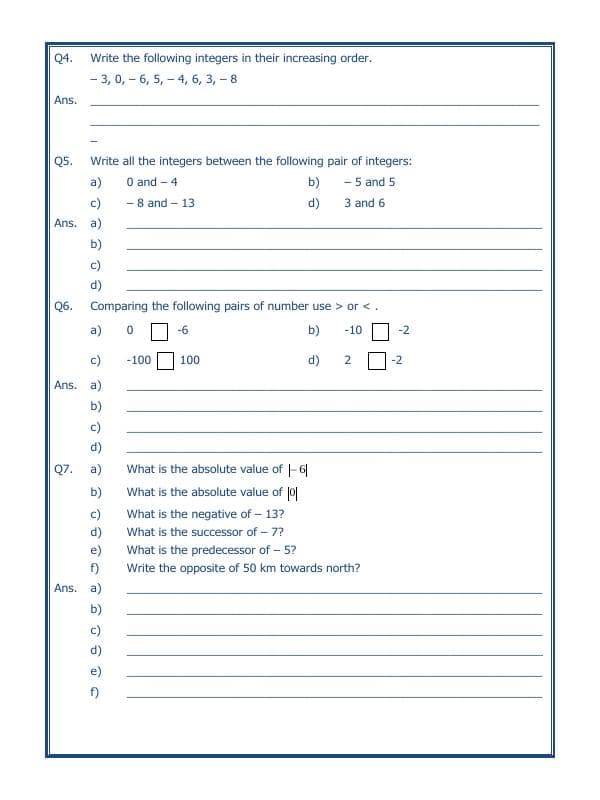 A2ZWorksheets:Maths-Integers-Integers - 02