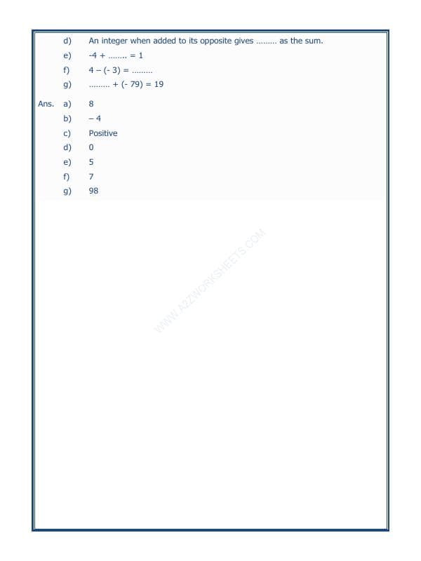 A2ZWorksheets:Maths-Integers-Integers - 02