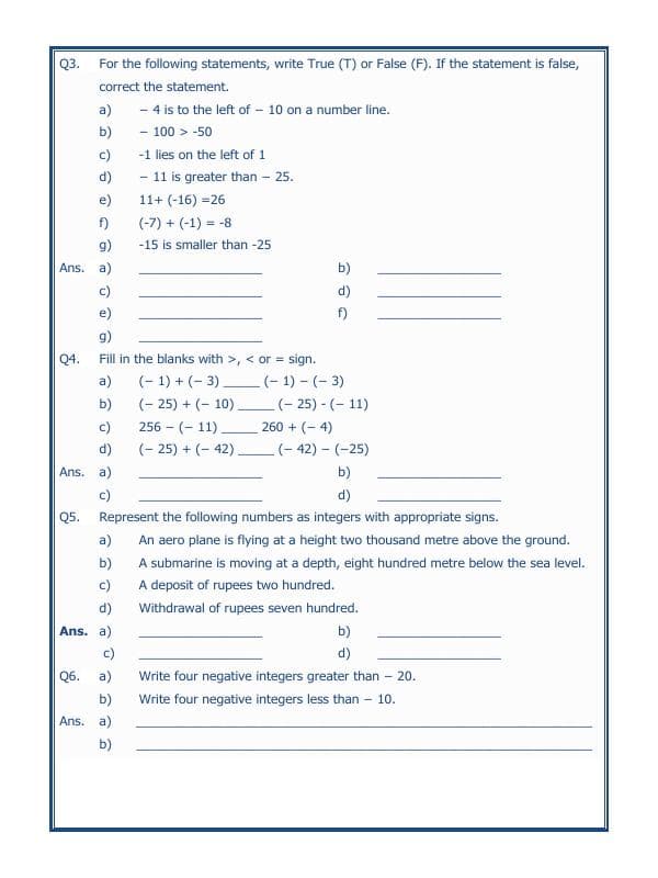 A2ZWorksheets:Maths-Integers-Integers - 03