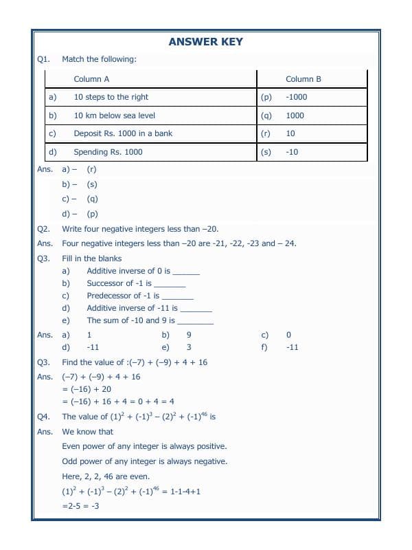 A2ZWorksheets:Maths-Integers-Integers - 04