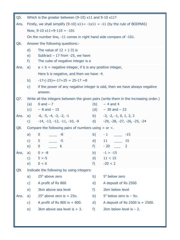 A2ZWorksheets:Maths-Integers-Integers - 04