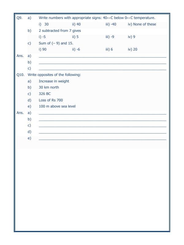 A2ZWorksheets:Maths-Integers-Integers - 05
