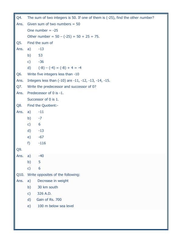 A2ZWorksheets:Maths-Integers-Integers - 05