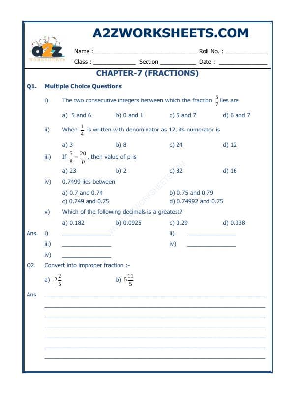 A2ZWorksheets:Maths-Fractions-Fractions - 03