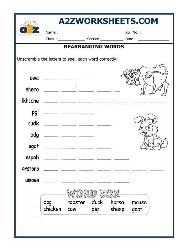 A2ZWorksheets:English-Grammar-Rearranging Words