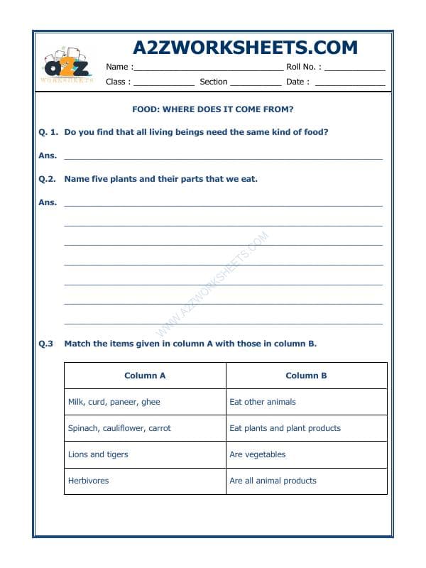 A2ZWorksheets:Science-Basic Necessities-Food Where Does It Come From-02
